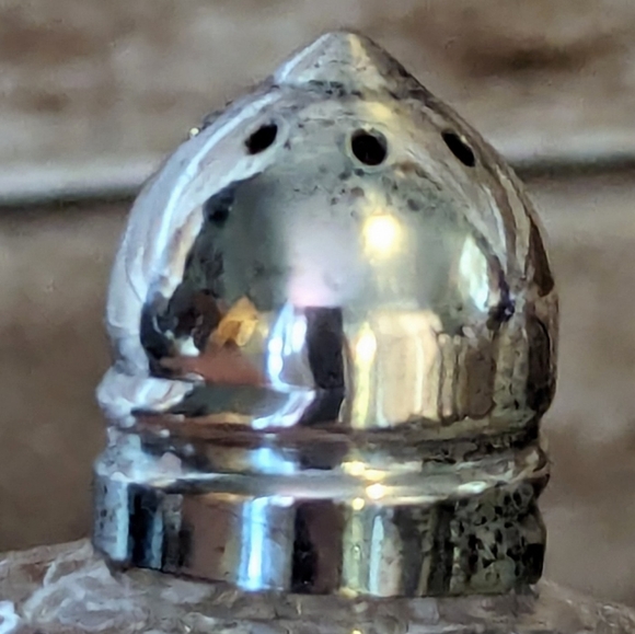 Antique Cut Crystal Salt & Pepper Shakers With Silver Lids - Picture 4 of 15